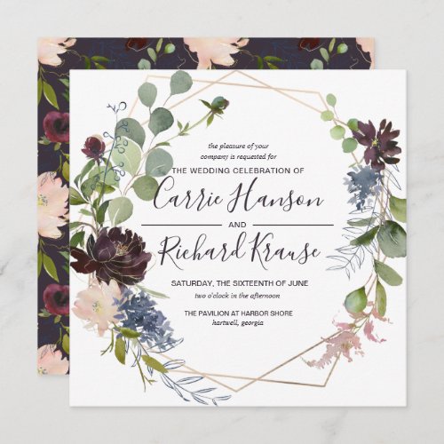 Glass Garden Geometric Floral Wedding Invitation