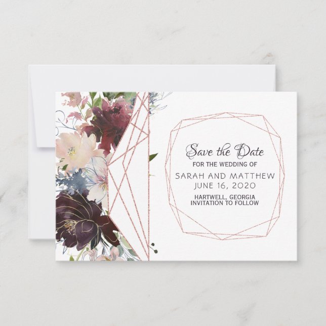 Glass Garden Geometric Wedding Save the Date (Front)