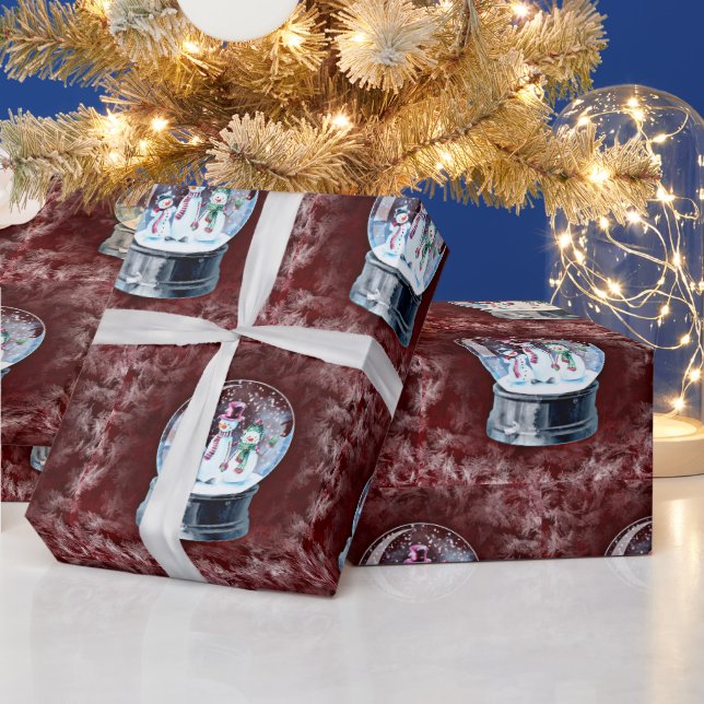 Glass Globe Snowman Christmas Wrapping Paper (Holidays)