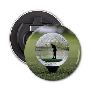 Glass Golf Ball With Golf Player Inside, Bottle Opener