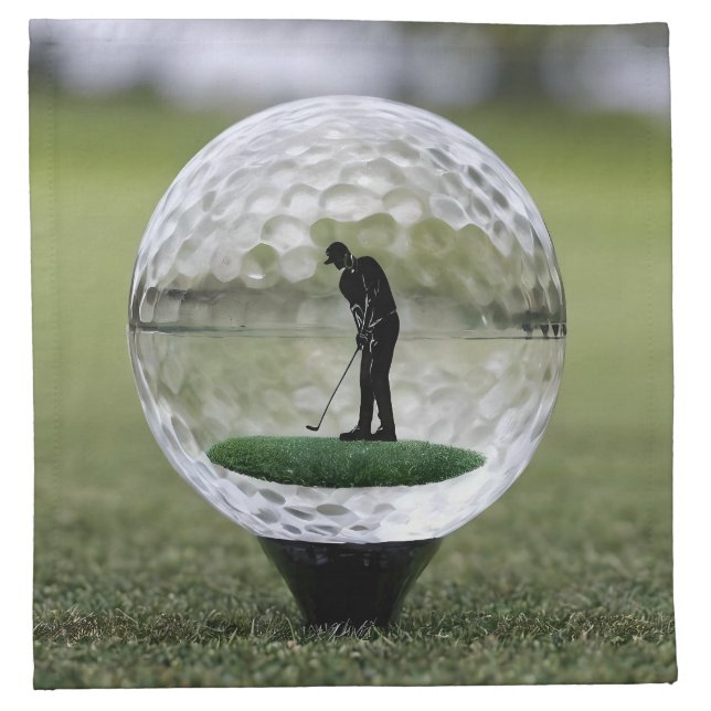 Glass Golf Ball With Golf Player Inside, Cloth Napkin (Front)