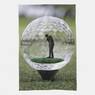 Glass Golf Ball With Golf Player Inside, Kitchen Towel