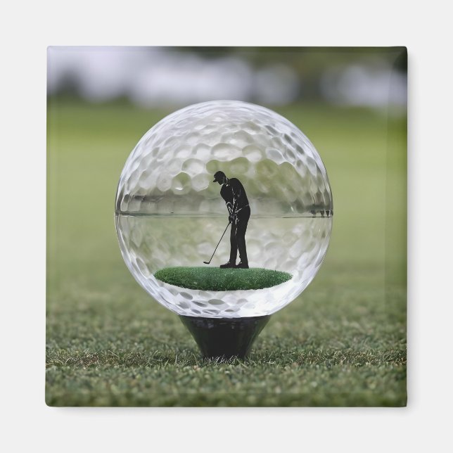 Glass Golf Ball With Golf Player Inside, Magnet (Front)