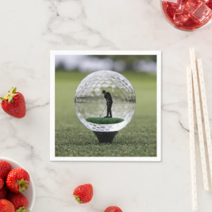 Glass Golf Ball With Golf Player Inside, Napkins