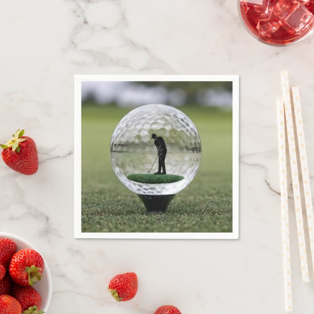 Glass Golf Ball With Golf Player Inside, Napkins (Insitu)