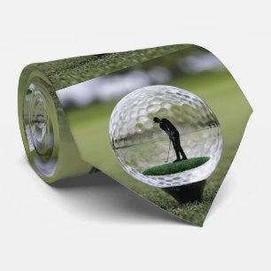Glass Golf Ball With Golf Player Inside, Neck Tie