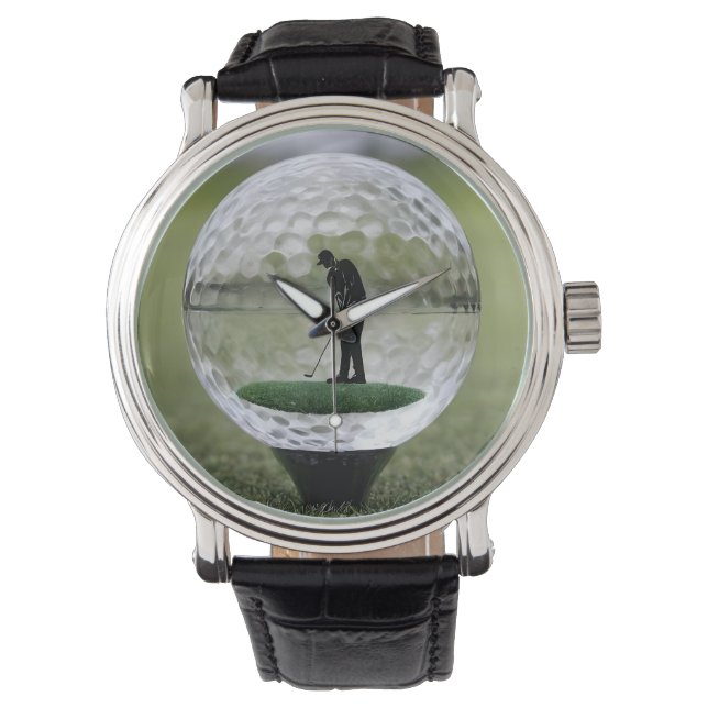 Glass Golf Ball With Golf Player Inside, Watch (Front)