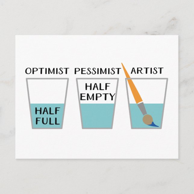 Glass Half Full Funny Meme Postcard (Front)
