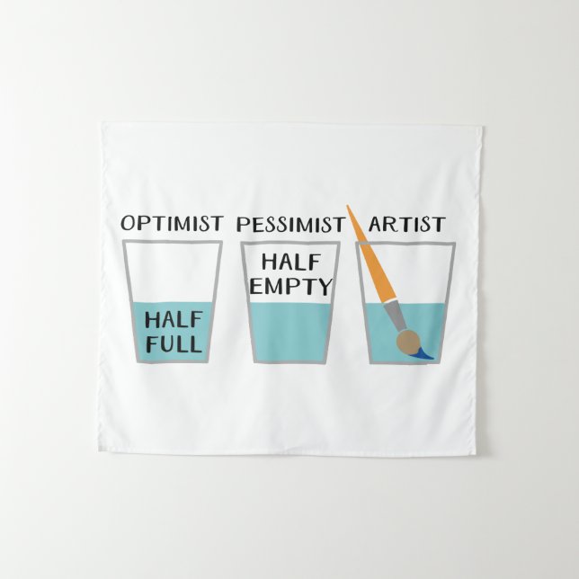 Glass Half Full Funny Meme Tapestry (Front (Horizontal))