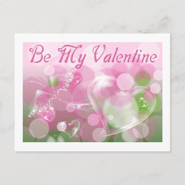 Glass Heart and Butterfly Valentine Postcard (Front)