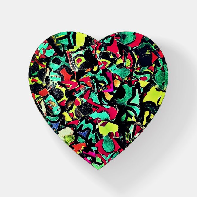 Glass Heart Paperweight  (Front)