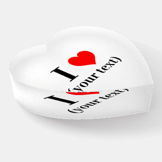Glass Heart Paperweight Custom I heart(your text)