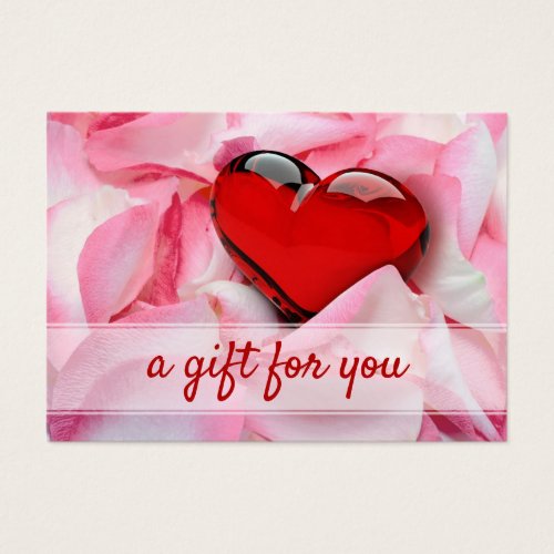 Glass Heart Rose Petals Valentines Day Gift Card