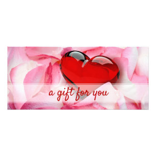 Glass Heart Valentine's Day Rose Petals Gift Card