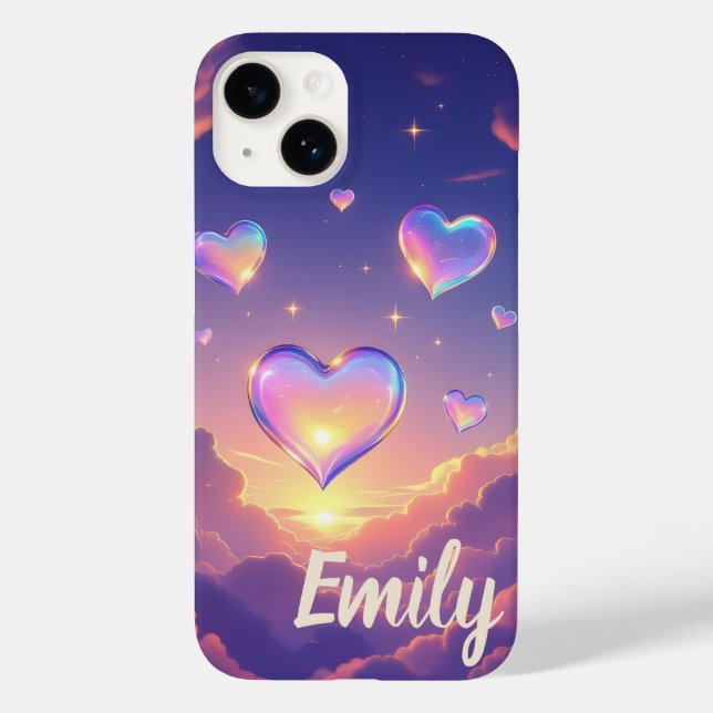 Glass Hearts Floating Purple Skies  Case-Mate iPhone Case (Back)