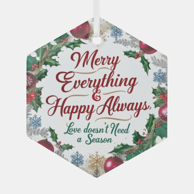 Glass Hexagon Ornament – Elegant Modern Christmas  (Front)