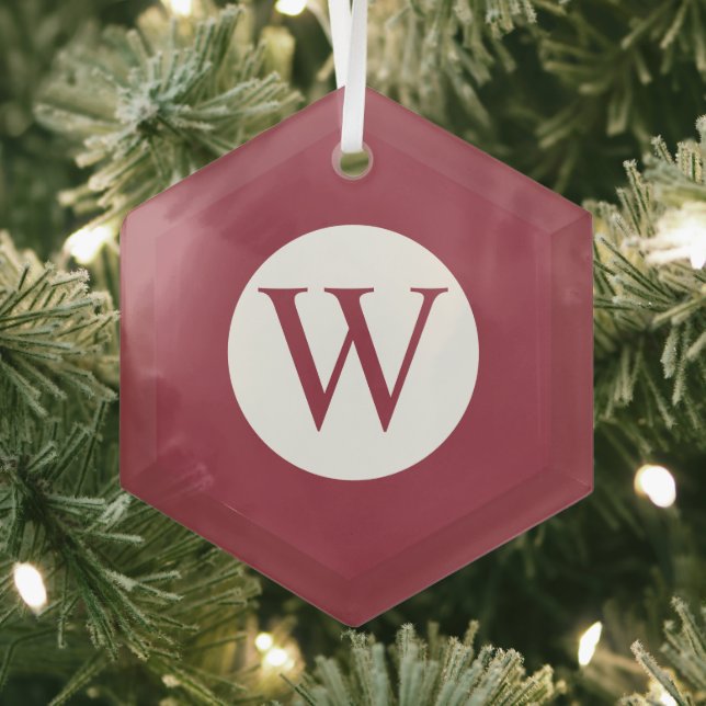 Glass Hexagon Ornament with Personalized Monogram (Insitu)