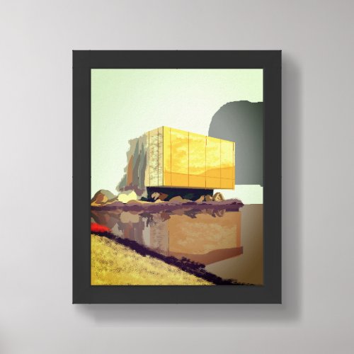 glass house in pixelart  framed art