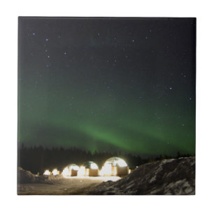 Glass Igloo under the Northern Lights Ceramic Tile