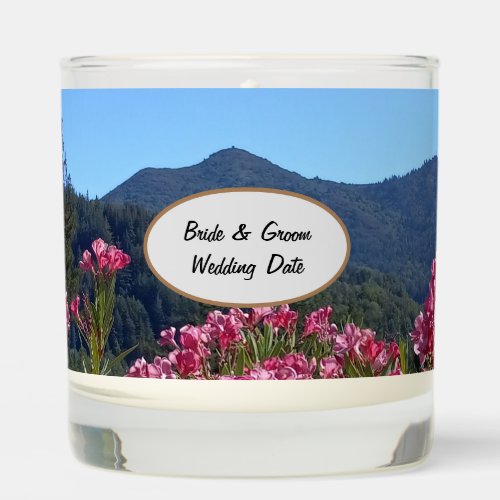 Glass Jar Candle Mt Tamalpais Pink Flowers  