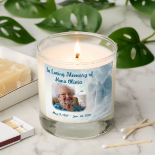 Glass Jar Memorial Candle with Clouds and Angel