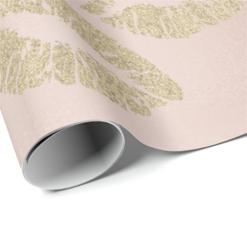 Glass Kiss Lips Makeup Blush Champagne Gold Pink Wrapping Paper