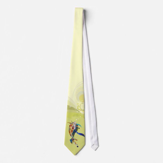 Glass Koi Art Sunrise Japan Traditional Design Tie (Front)