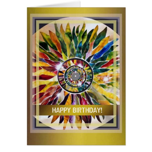 Glass Leaves Excellent Happy Birthday Card