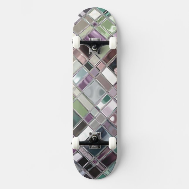 Glass Like Shiney Mosaic Pattern Skateboard Deck (Front)