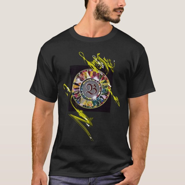 Glass Mandala Initial Decorative Fashion T-shirt (Front)