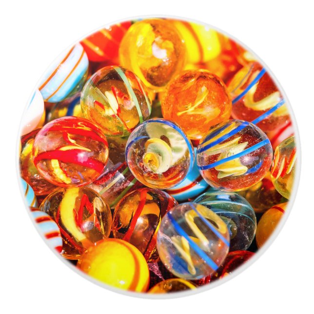 Glass marbles colorful old fashioned  ceramic knob (Front)