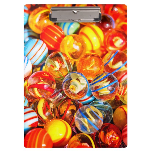 Glass marbles colorful old school red yellow blue clipboard (Front)