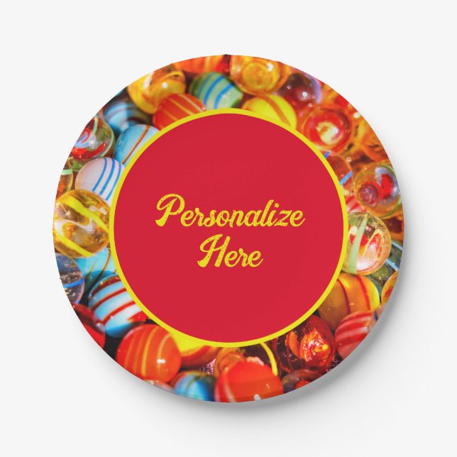 Glass marbles colorful paper plates (Front)