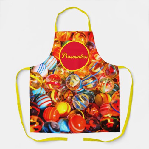 Glass marbles colorful vintage nostalgic apron