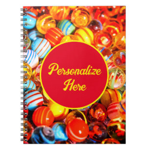 Glass marbles colorful vintage nostalgic notebook