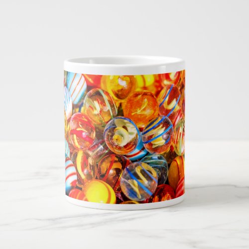 Glass marbles vintage old school colorful  giant coffee mug