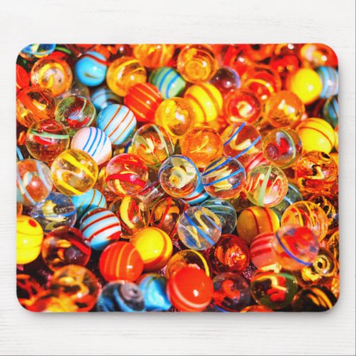 Glass marbles vintage old school colorful  mouse pad