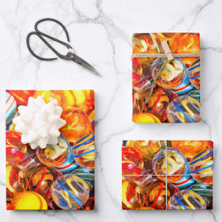 Glass marbles vintage old school colorful  wrapping paper sheets