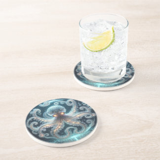 Glass Octopus 2 Sandstone Coaster