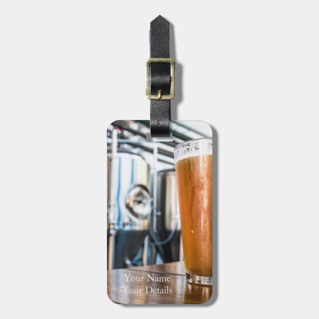 Glass of Beer at Microbrewery Luggage Tag (Front Vertical)