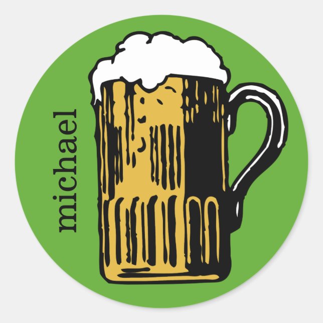 Glass of Beer custom name & color stickers (Front)