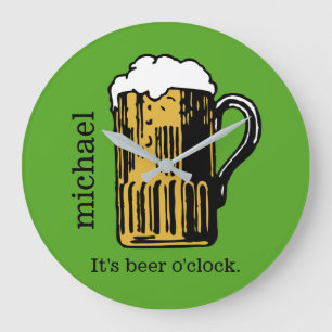 Glass of Beer custom name & color wall clock