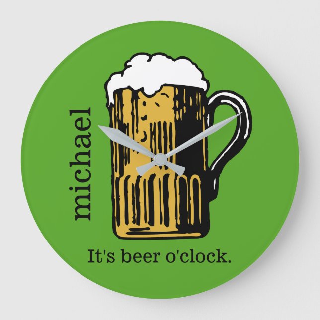 Glass of Beer custom name & color wall clock (Front)
