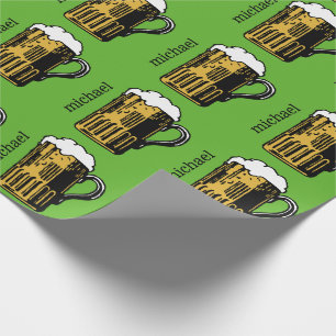 Glass of Beer custom name & color wrapping paper