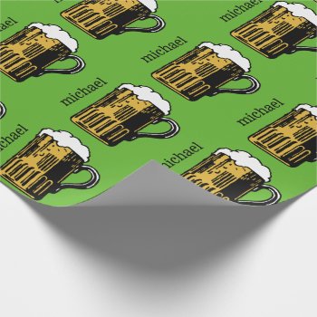 Glass Of Beer Custom Name & Color Wrapping Paper by PizzaRiia at Zazzle