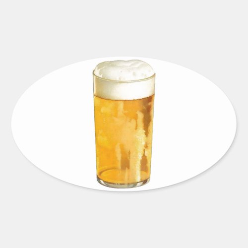 Glass of Beer Oval Sticker