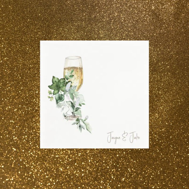 Glass of Champagne Personalized Cocktail Napkins (Creator Uploaded)