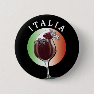 Glass of Italian Wine - Italia, Italy Button