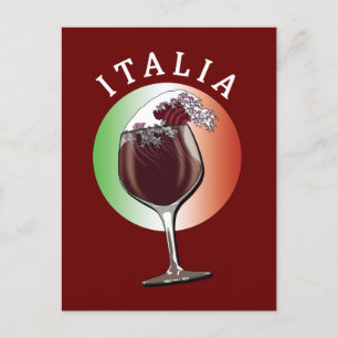 Glass of Italian Wine - Italia, Italy Postcard