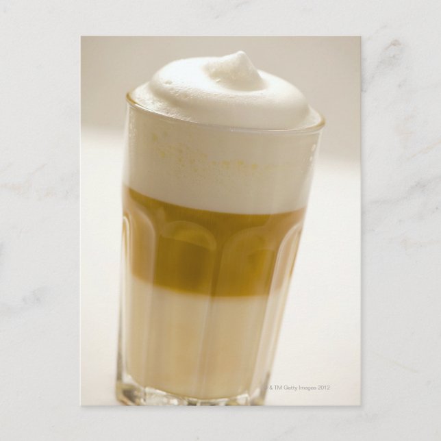 Glass of latte macchiato, close up postcard (Front)